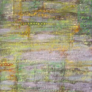 Organische Farbkomposition in Grün und Violetten mit zarten, schichtartigen Strukturen